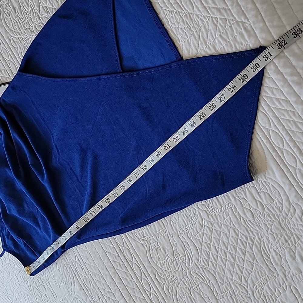 Emerald Sundae Womens V-neck Sheath Wrap High-Low Pointy Royal Blue Mini Dress - Picture 12 of 16